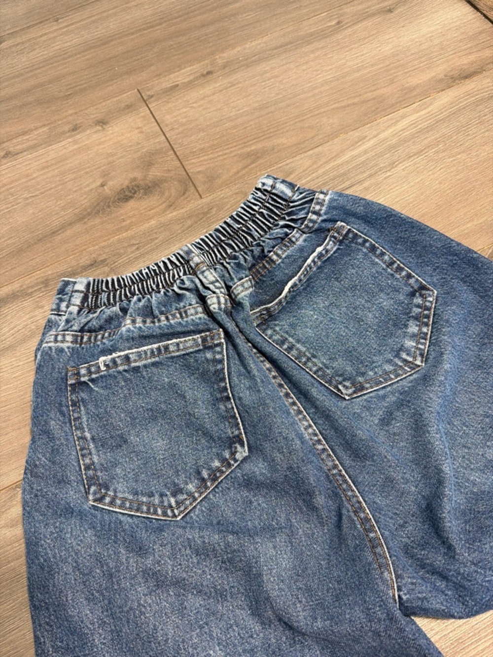 Classic Wide-Straight Leg Blue Jeans- - Picture 4 of 5